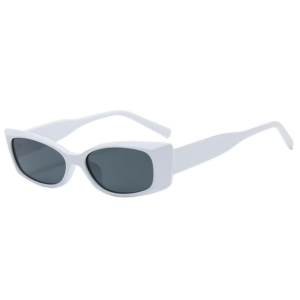 Gafas de sol rectangulares para mujer estilo retro vintage de moda UV400 marco estrecho cuadrado Blanco Yuyangstore anteojos ojo de gato