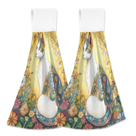 BZSMCE Hanging Hand Towels Fashion Sunlit Patterns Pattern 2-Pack - Velcro Style Bathroom Kitchen Towels
