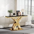 thumbnail image 6 of 47" Modern Faux Marble Console Table, Rectangular Top & X-Shaped Stainless Steel Base, Narrow Entryway Table for Entrance, Hallway, Foyer, or Living Room, 6 of 7