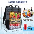 thumbnail image 4 of Large Waterproof Insulated Cooler Backpack, 40 Cans Double Deck Leak Proof Cooler Backpack with Padded Top Handle, Mesh Pocket for Camping BBQ Picnic, Gray, 4 of 13