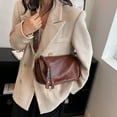 thumbnail image 4 of Bolso de mano para mujer Qarigey cuero PU tipo almohada café, 4 of 6