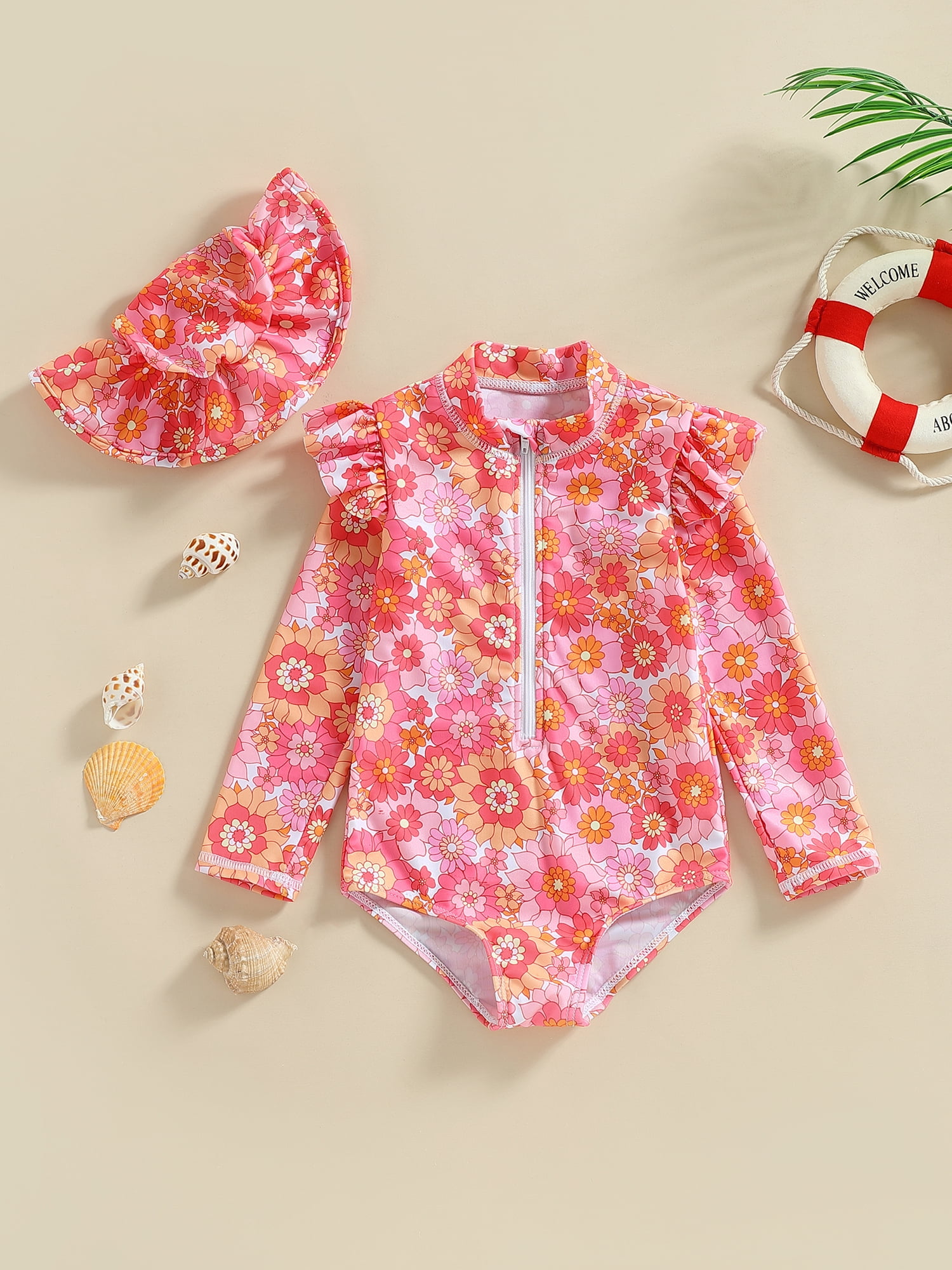 Lieserram Toddler Girls Rash Guard Swimsuit, 3 6 12 18 24 Months 2T 3T