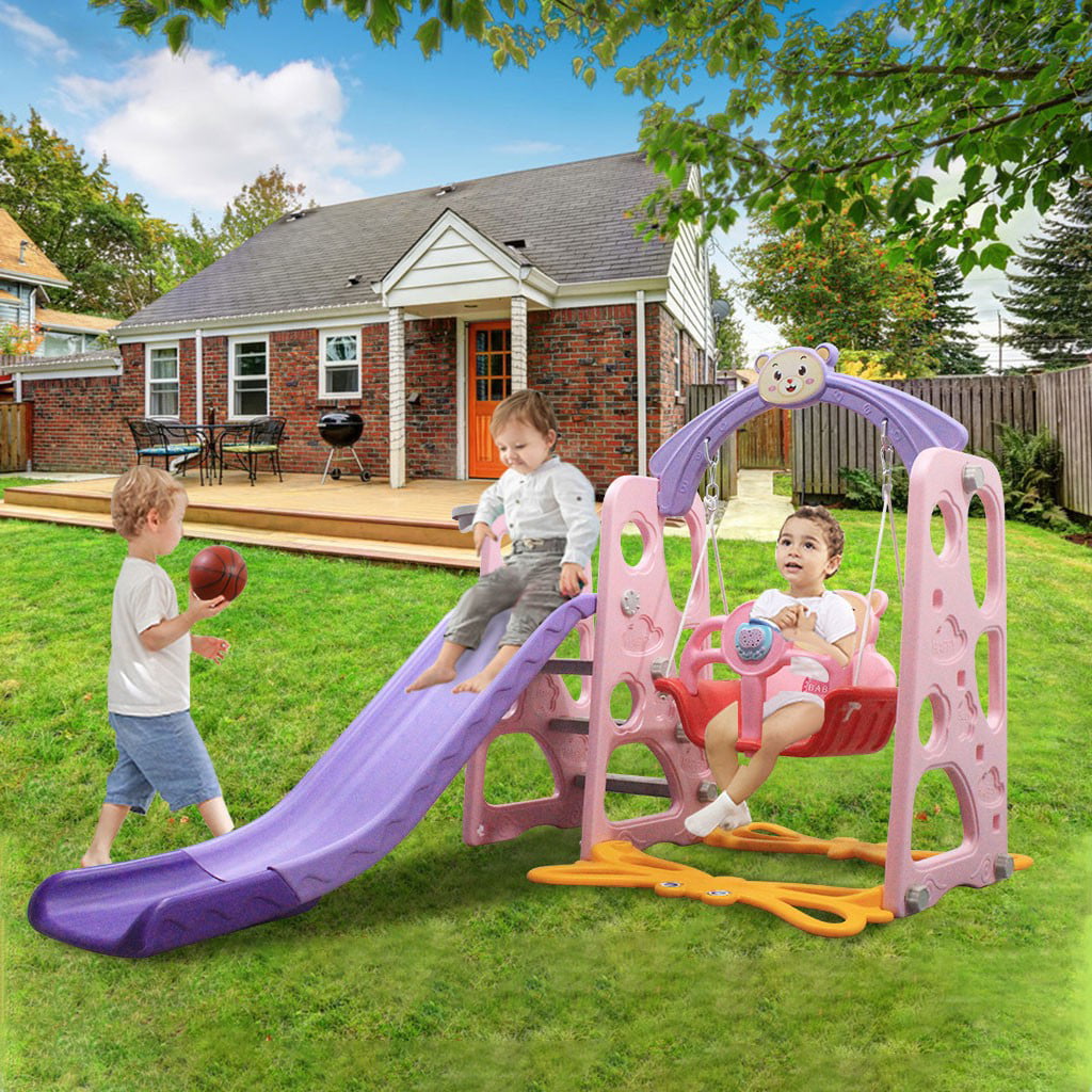 Details about   Folding Kids Slide Toddler Climber Playground w/Basketball Hoop Indoor Outdoor 