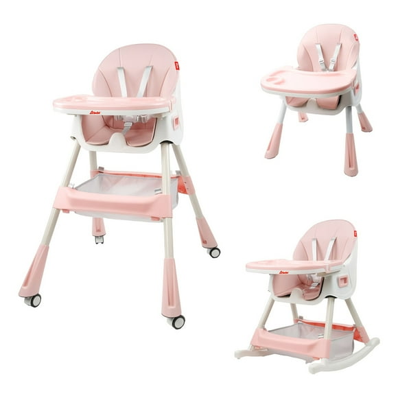 Silla Periquera D Bebé Eat And Rock Convertible A Mecedora Rosa Infanti
