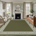 thumbnail image 2 of Olive Green Greek Key Large Area Rugs for Bedroom Living Room, Soft Non Slip Carpet Bedside Rug, Geometric Greece Ancient Farmhouse Geo Rectangular Floor Cover Kitchen Accent Rug 8'x10' for Office, 2 of 9
