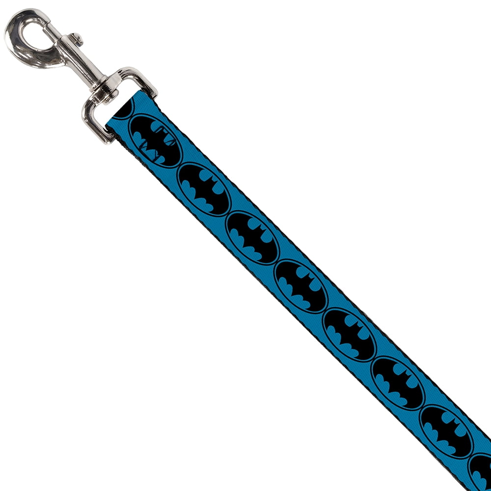 DC Comics Pet Leash, Dog Leash, Bat Signal Blue Black Blue, 4 Feet Long 1.0 Inch Wide