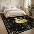 thumbnail image 3 of ODIKA 8'x10' Washable Area Rug Non-Shedding, Easy Care, Guitar Notes Retro Vintage Songbook Motif Note Acoustic Music Flowing Dynamic for King Size Bedroom Under Bed, Master Suite, 3 of 7