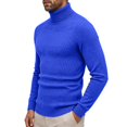 thumbnail image 4 of JUUYY Men's Turtleneck Sweater Long Sleeve Slim Fit Solid Color Knitted Warm Winter Casual Comfortable Base Layer Tops Pullover Blue XXXL, 4 of 8