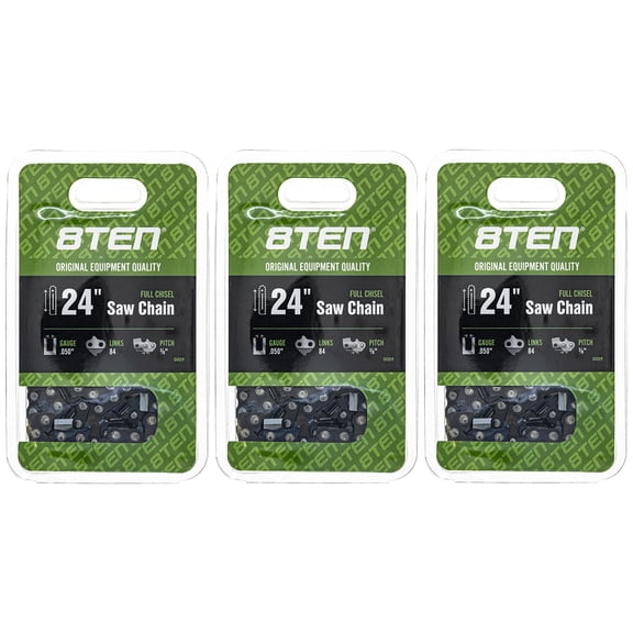 8TEN Chainsaw Chain 24 inch 3/8 Pitch for Stihl Husqvarna 3 Pack 810-CCC2221H