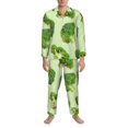 thumbnail image 3 of Fuzoiu Broccoli 3 Print Men's Long-Sleeved Pajama,Lounge Button Down Nightwear,Mens Notch Collar Pajama Set -Small, 3 of 7