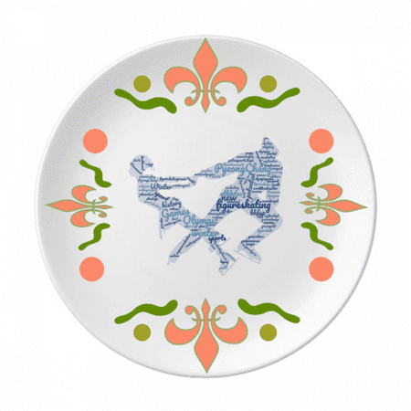 

winter skating double wordcloud Flower Ceramics Plate Tableware Dinner Dish
