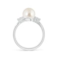 thumbnail image 2 of Angara South Sea Cultured Pearl Bypass Ring with Diamond Trio in 14K White Gold for Women | June Birthstone Jewelry for Her, 2 of 8