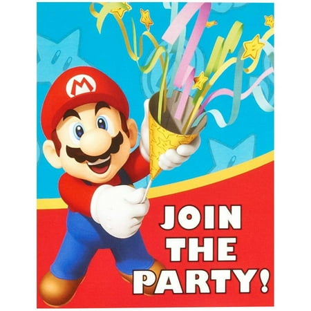 Super Mario Party Invitations 8pk