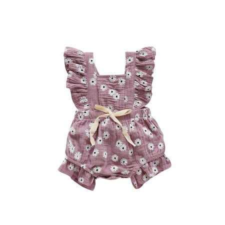

Binmer Newborn Infant Baby Girls Sleeveless Vest Floral Print Ruffled Romper Bodysuit