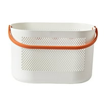 Tunhigl Heavy-Duty Plastic Shower Caddy Basket with Handles, Waterproof Bathroom Tub Organizer, Stackable Fruit & Veggie Storage Bin, Portable Kitchen Pantry Tote, Dorm RV Camping Essentials Orange
