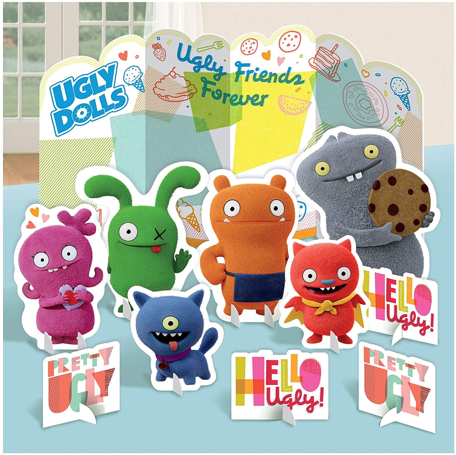 Cups Wall decoration Kit with Prop and Ballons. Tablecover Decorating Table Kit Napkins Ugly Dolls Birthday Party Supplies and Decorations Pack For 16: Plates Candle Cups Wall decoration Kit with Prop and Ballons. Tablecover Decorating Table Kit Napkins Ugly Dolls Birthday Party Supplies and Decorations Pack For 16: Plates Candle
