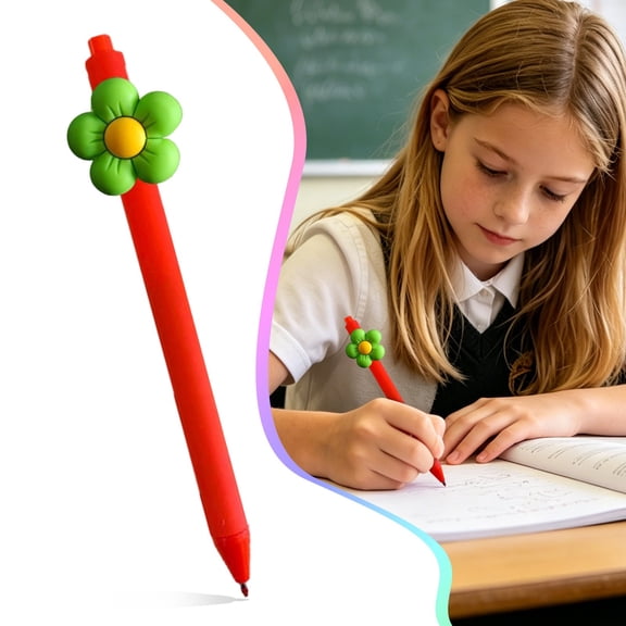 Clearance Under $2, 1 Pack Cute Flower Gel Pen, Novelty 0.5mm Fine Point Writing Pen, Kawaii Aesthetic Pen for Journaling & Office Fun, Plastic, 15x3cm(F)