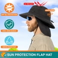 thumbnail image 4 of SUN CUBE Fishing Hat Sun Hat for Men, Women, Hiking Sun Hat with Neck Flap, Wide Brim, Chin Strap, Safari Summer Bucket Boonie Hat, UPF 50+ Outdoor Protection, Packable Breathable Mesh (Black), 4 of 8
