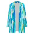 thumbnail image 4 of Women's Plus Size Aqua Abstract Cardigan, Long Sleeve Open Front Tunic with Pockets, 4 of 8