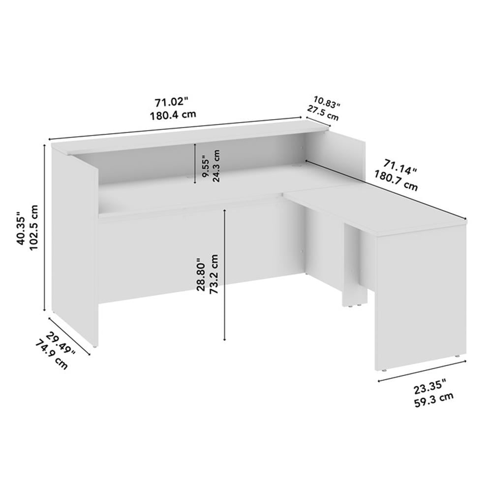 Arrive 72W x 72D L Shaped Reception Desk in Natural Elm - Engineered Wood
