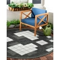 thumbnail image 2 of Unique Loom Outdoor Modern Collection Area Rug - Chaya (6' 1" Round Black and White), 2 of 9