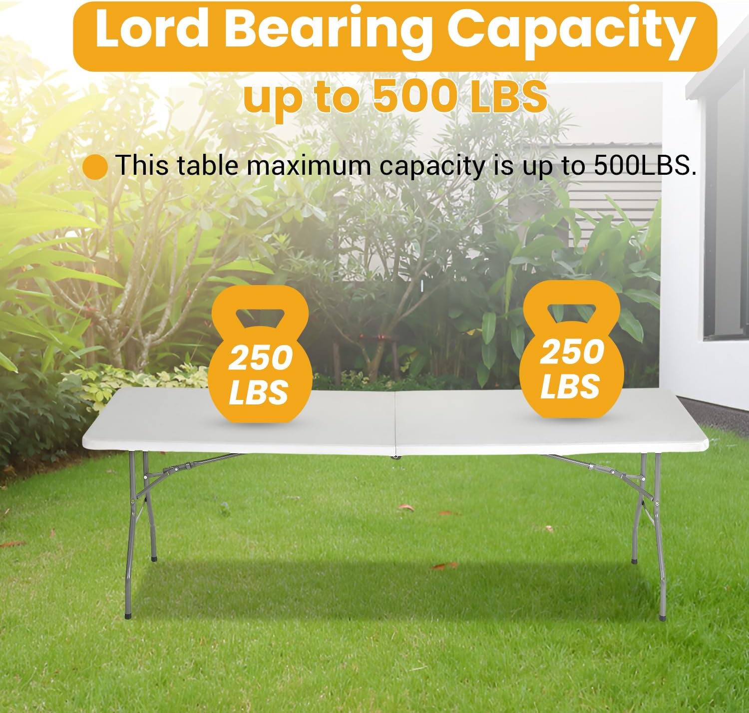 FDW 6 ft. Folding Camping Table, White photo 4