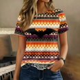 thumbnail image 4 of Halloween Shirts for Women Crewneck Short Sleeve Funny Castle Printed Tunic Tops Loose Halloween Costume, 4 of 7