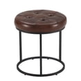 thumbnail image 2 of Duhome Elegant Lifestyle Modern Faux Leather Round Ottoman Stool Vanity Stool Button Tufted Metal Base,Dark Brown, 2 of 7