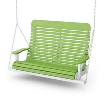 Wildridge Signature Porch Swing, Lime Green and White - Outdoor Weather Resistant Recycled Plastic Furniture for Patio