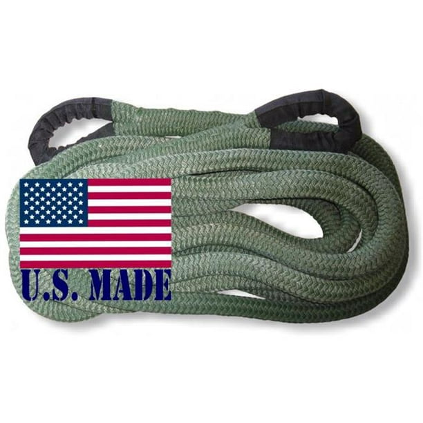 U.S. made "MILITARY GREEN" Safe-T-Line- Kinetic Recovery (Snatch)  ROPE - 1 inch X 30 ft (4X4 VEHICLE RECOVERY) 
