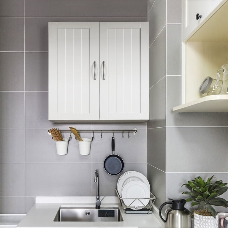 Yaheetech Wall Mount Cabinet with Adjustable Shelf, White photo 6