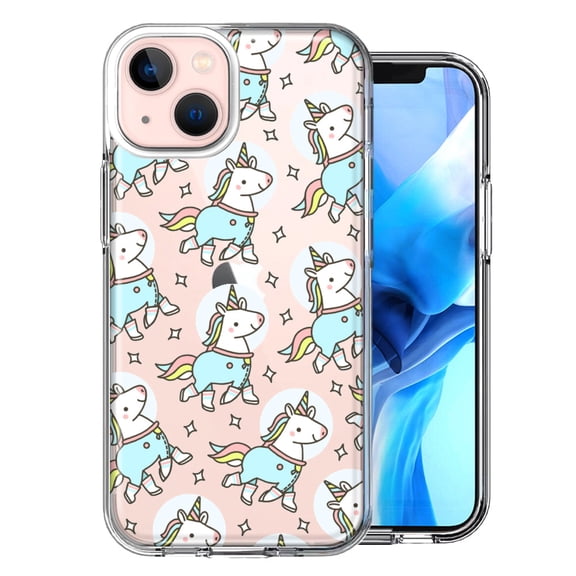 MUNDAZE Case for Apple iPhone 15 Hybrid Shockproof Slim Hard Soft TPU Shell Heavy Duty Protective Phone Cover - Cute Space Unicorns