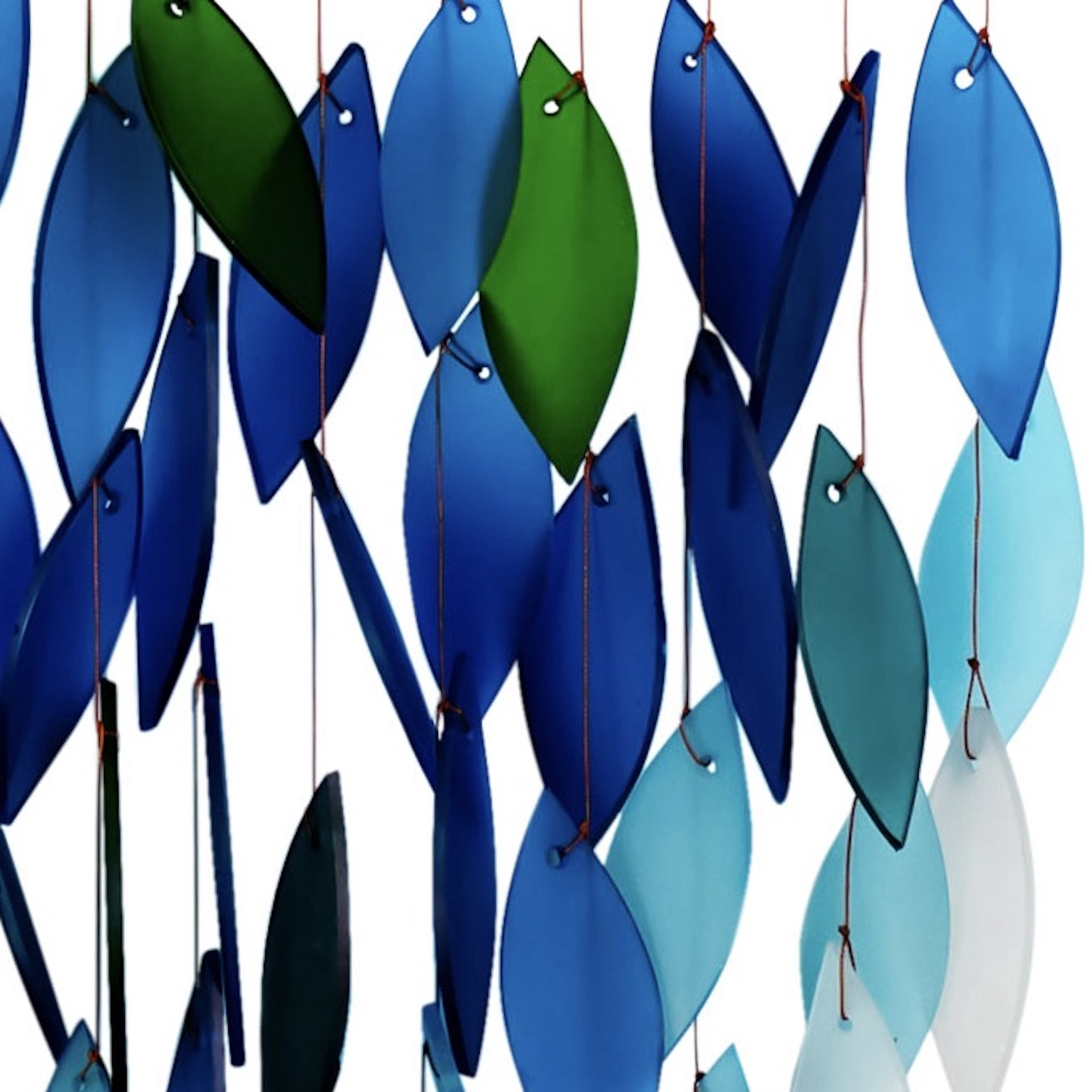 Blue Handworks Glass Wind Chime Deluxe Ocean Waterfall Wind Chimes for Outdoors 31.5in x 11in