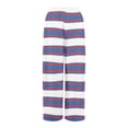 thumbnail image 5 of WTOBBY Women's Striped Print Wide Leg Pants Featuring High Waist Drawstring Loose Casual Design with Functional Pockets for Fashionable Wear ,Purple L, 5 of 6