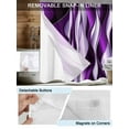 thumbnail image 3 of No Hook Cloth Fabric Shower Curtain with Snap in Liner, Purple Striped Ombre Waterproof Shower Curtains Set with See Through Top Window, Modern Purple Moire Geometric Bath Curtains Shower 72"x72", 3 of 6