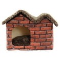 thumbnail image 3 of Pet Bed House Double Roof Red Brick House Covered Dog Bed House Shape Nonslip, 3 of 8