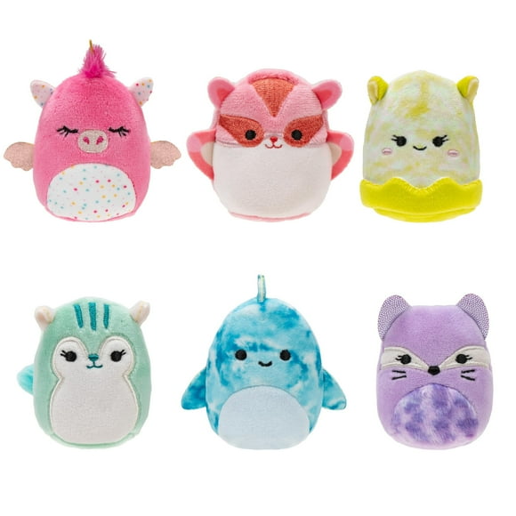 Squishville by Original Squishmallows Cute & Colorful Squad Plush - Six 2-Inch Squishmallows Plush Including Annalise, Duna, Fuyuki, Danika, Lemora, and Rayn - Toys for Kids