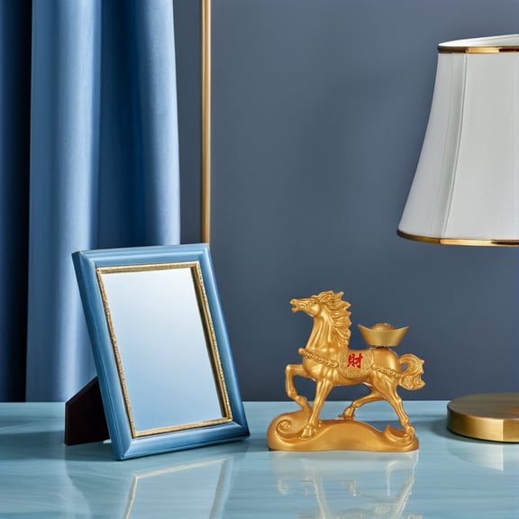OFFIGAM Elegant Gold Horse Sculpture Brass Figurine for Coffee Table Home and Office Decoration