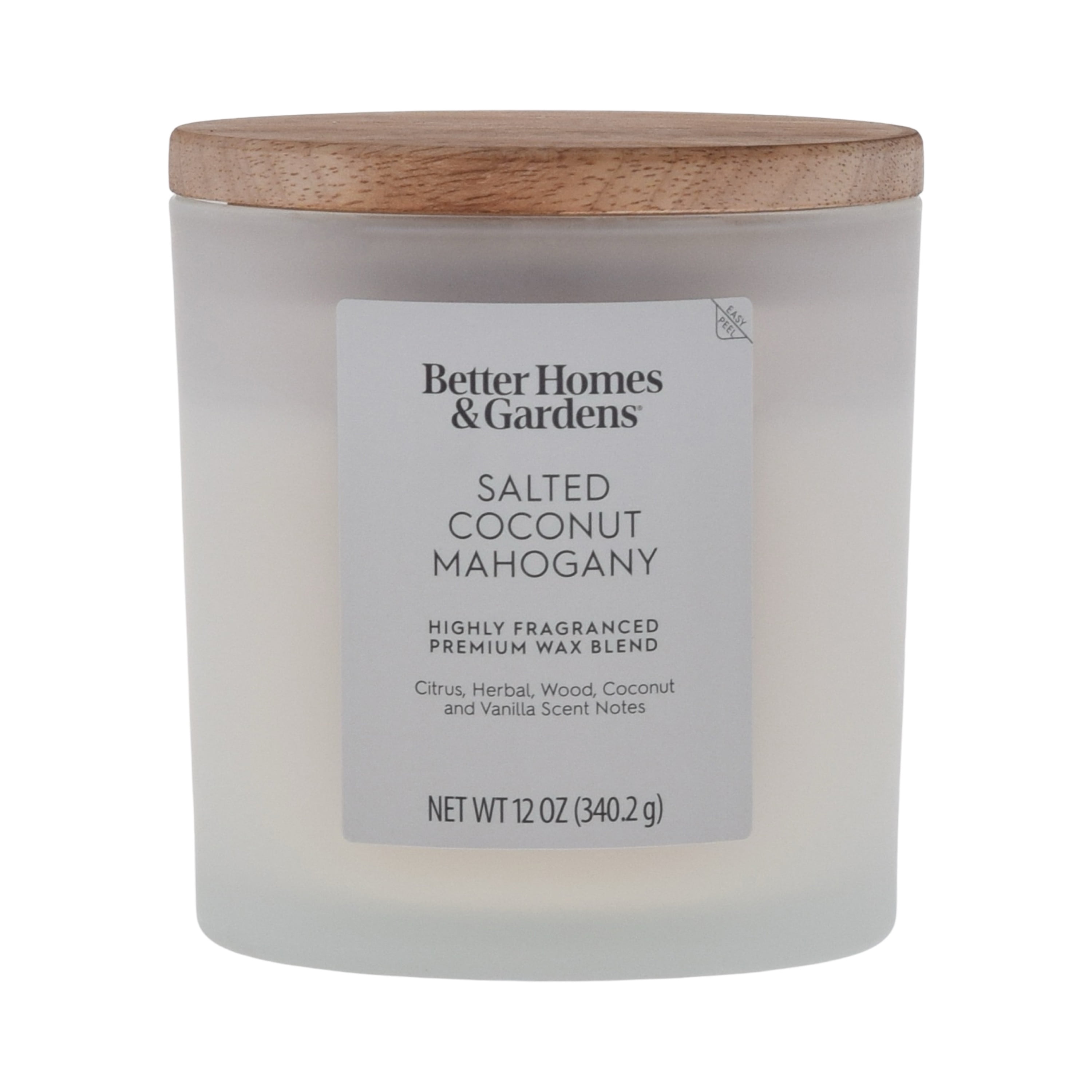 (4 pack) Better Homes and Gardens Salted Coconut Mahogany Scented 2-Wick Frosted Jar Candle 12oz.