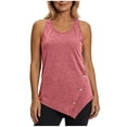 thumbnail image 2 of VBVC Women's Asymmetrical Hem Crew Neck Tank Top , Ladies' Sleeveless Side Button Blouse , Summer Casual Athletic Shirt For Women,Red,S-2XL, 2 of 6