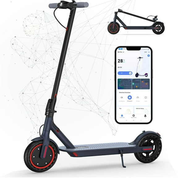 JOYHIS Electric Scooter for Adults, 350W motor 15 MPH Portable Folding Commuting Electric Scooter Up to 21 Miles Range, 8.5"Anti-skid solid tyre , with Double Braking System and App