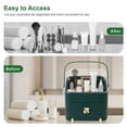 thumbnail image 6 of Baokaler Makeup Organizer Cosmetics Storage with Fully Open Lid, Green, Countertop Cosmetics Display Case, Dresser, Ideal Gift for Women (Dark Green), 10.23*7.08*14.17in(26*18*36cm), 6 of 9