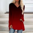 thumbnail image 2 of gakvbuo Tunics Tops For Women To Wear With Leggings Casual V Neck Sweatshirt Solid Color Long Fit Pullover Shirts Loose Long Sleeve Blouse Tshirt, 2 of 5