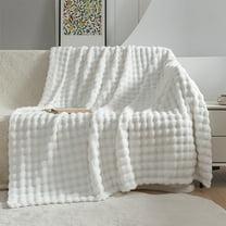 Throw Blanket Super Soft Premium Silky Flannel Fleece 3D Ribbed Jacquard Lightweight Bed Blanket All Season Use Blanket