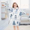thumbnail image 5 of FORMRS Wearable Blanket Hoodie with Sleeves for Kids Cozy Flannel Sweatshirt, White Snowman, 5 of 7