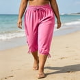 thumbnail image 5 of VBVC Women's Plus Drawstring Loose Capri Joggers , Casual Summer Stretchy Pants For Women , Ladies' Comfy Adjustable Hem Crop Trousers with Pockets, Pink , XL-5XL, 5 of 8