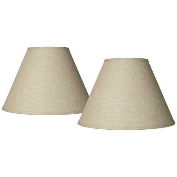 Springcrest Set of 2 Empire Lamp Shades Fine Burlap Medium 6.5" Top x 15" Bottom x 10.75" Slant Spider Replacement Harp and Finial