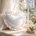 thumbnail image 4 of LIORAGLJ Christmas Heart Shaped Throw Pillow, Soft Cozy Cushion with Ruffled Edge, White, 15.75", 4 of 9