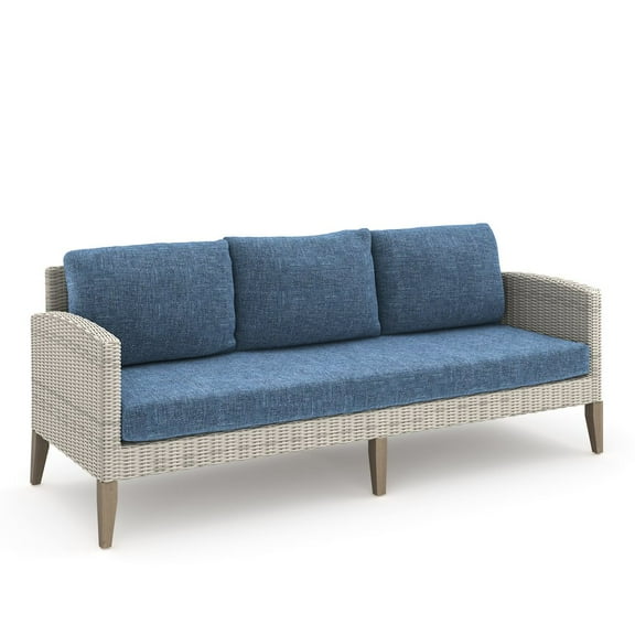 New Classic Furniture Carezza 6-Piece Wood/Wicker Patio Set in Dark Blue