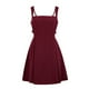 thumbnail image 5 of Vestido elegante de color liso para mujer: escote en V profundo, mangas con volantes, lazo en la espalda, vestido informal de fiesta para ocasiones veraniegas., 5 of 8
